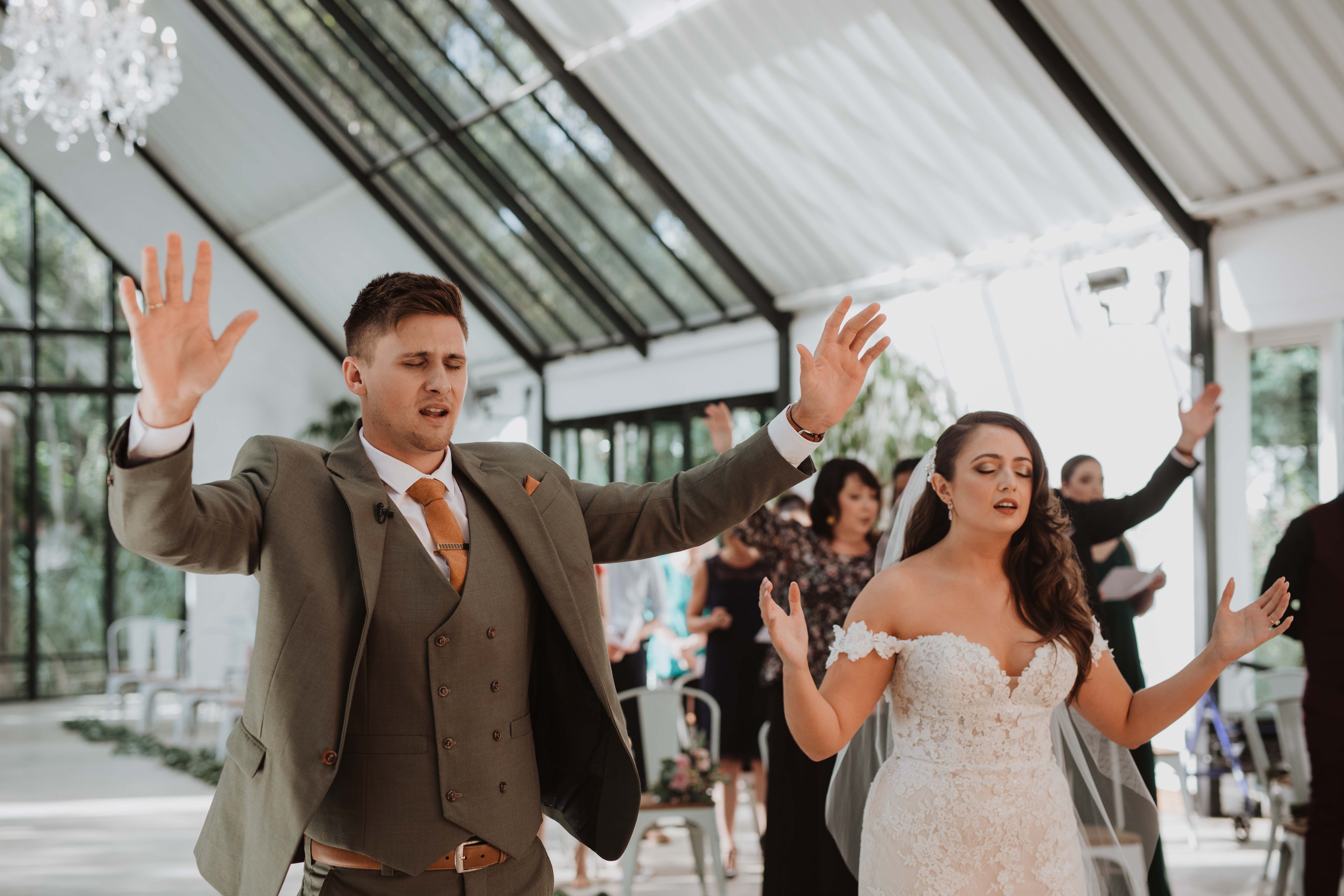 lace on timber wedding